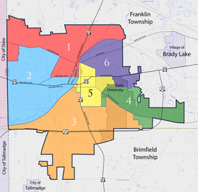 Map of Kent showing the wards and selected streets