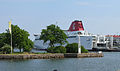 Hafen mit Schiff M/S Visby.