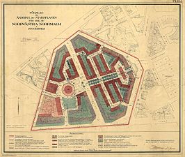 Stadsplan för Röda bergen, Vasastaden i Stockholm 1922.