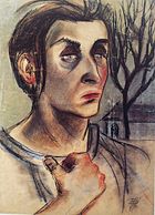 Eine Patientin. Frau mit Landschaft. Óleo sobre tela, 1929