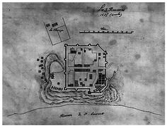 Fort Trois-Rivières, 1685. Au verso: « Envoyé par M. de Nonville, 13 novembre 1685 ». Archives nationales de France.