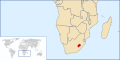 Location map of Lesotho, a monarchy in Africa