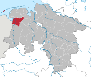 Lage des Landkreis Leer in Niedersachsen (anklickbare Karte)