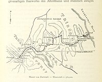 Map of the Sasanian fortifications at Derbent, by Roderich von Erckert.