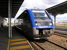 SNCF Class X 73500 train in TER Pouitou-Charentes branding at Cognac station