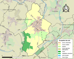 Carte en couleurs présentant l'occupation des sols.