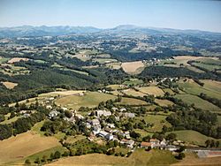 Drone view of the village of Labrousse