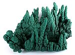 Malachite stalactites (to 9 cm height), from Kasompi Mine, Katanga Province, Democratic Republic of Congo. Size: 21.6×16.0×11.9 cm.