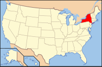 Map of the United States highlighting New York