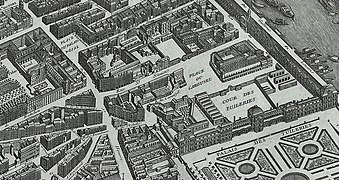 La place du Carrousel sur le plan de Turgot (1739).