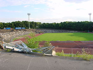 Grugastadion während des Abrisses