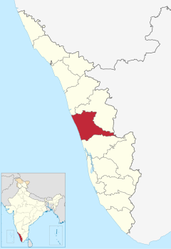 Localizacion del districte de Thrissur en Kerala