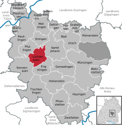 Elhelyezkedése Baden-Württemberg térképén