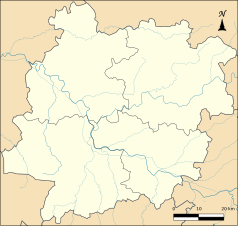 Mapa konturowa Lot i Garonny, u góry po prawej znajduje się punkt z opisem „Saint-Étienne-de-Villeréal”