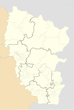 Mapa konturowa obwodu ługańskiego, na dole nieco na prawo znajduje się punkt z opisem „Roweńki”