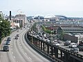 Alaskan Way Viaduct di Seattle, Washington, Amerika Serikat. Akan dihancurkan pada tahun 2012.