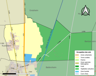 Carte en couleurs présentant l'occupation des sols.