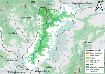 Carte en couleurs présentant l'occupation des sols.