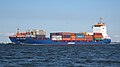 Die Jork Reliance, ein Containerfeederschiff