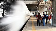 A KLIA Ekspres train passing through the station. Unlike the KLIA Transit, these trains do not stop here as they travel non-stop from KL Sentral to KLIA and klia2.