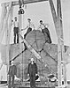 Assembling the trunk section of the Mark Twain Tree for display in New York in 1892.