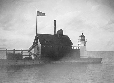 Early undated USCG image of light and attached fog signal building