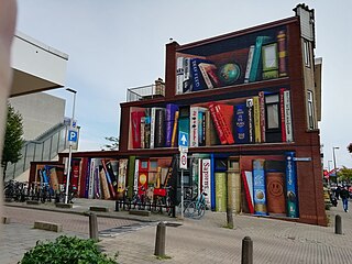 Muurschildering Boekenkast van JanIsDeMan, Utrecht