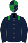 Dark blue, green epaulets, quartered cap