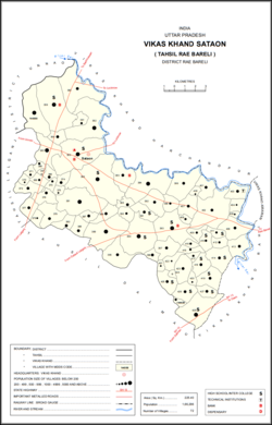 Map showing Ataura Khurd (#391) in Sataon CD block