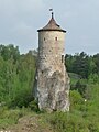 Bergfriedartiger Wartturm „Steinerner Beutel“ (13 m hoch) der Burgruine Waischenfeld