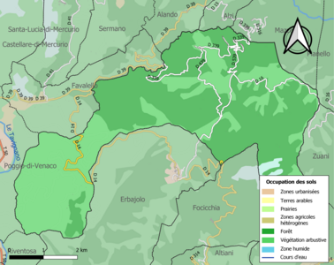 Carte en couleurs présentant l'occupation des sols.