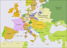 Map showing realignment of European alliances after the treaty of Aix-la-Chapelle