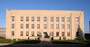 The Art Deco Howard County courthouse. Part of the Courthouse Square Historical District, which is one of the places in Kokomo on the National Register of Historic Places.