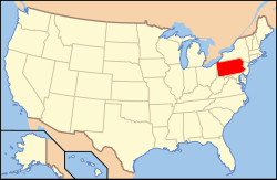 Location of Pennsylvania within the USA