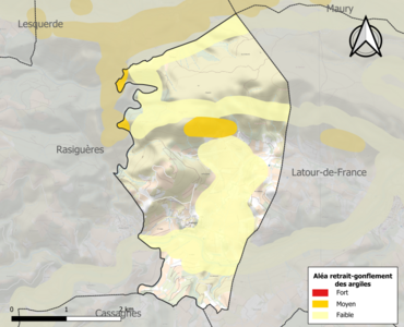 Carte des zones d'aléa retrait-gonflement des argiles.