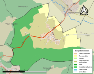 Carte en couleurs présentant l'occupation des sols.