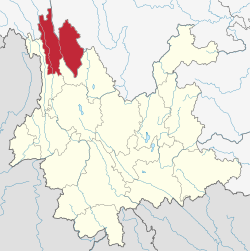 Location of Diqing Prefecture in Yunnan