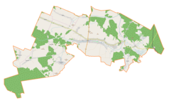 Mapa konturowa gminy Jeżowe, u góry nieco na lewo znajduje się punkt z opisem „Jata”