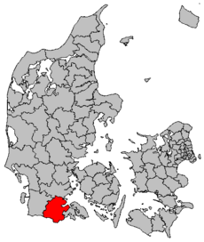 Kart som viser Aabenraa kommune.