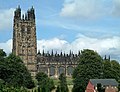 The steeple of St Giles's Church in Wrexham - No article mention