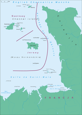 Mapa de las islas del Canal y la costa próxima de Francia