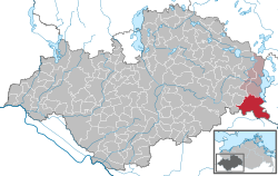 Elhelyezkedése Mecklenburg-Elő-Pomeránia térképén