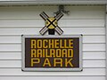 The Rochelle Railroad Park sign