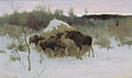 Élans mangeant du foin en hiver (1889, galerie Tretiakov de Moscou)