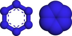 Ball and stick, and spacefill models of hexazine