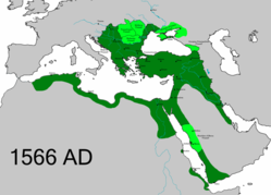 จักรวรรดิออตโตมันในปี ค.ศ. 1566 ในช่วงที่สุลัยมานผู้เกรียงไกรสวรรคต