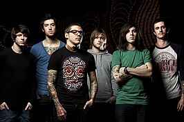 The Devil Wears Prada in 2010. Van links naar rechts: Daniel Williams, Andy Trick, Mike Hranica, James Baney, Jeremy DePoyster and Chris Rubey.