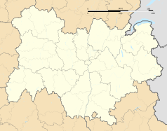 Mapa konturowa regionu Owernia-Rodan-Alpy, blisko centrum na prawo znajduje się punkt z opisem „Saint-Étienne-de-Crossey”