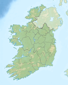 Mapa konturowa Irlandii, u góry znajduje się punkt z opisem „Lough Swilly”