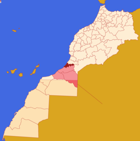 Localização de Sidi Ifni em Marrocos. Sara Ocidental incluído.